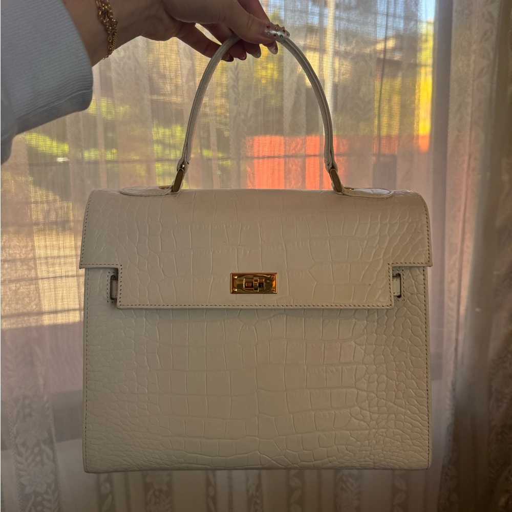 Leather Cream Handbag from Japan